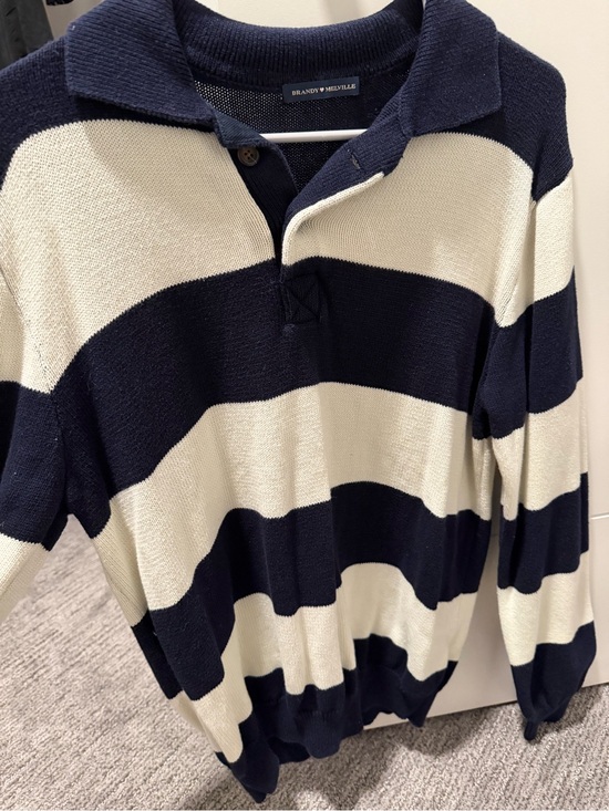 Brandy Melville Sweaters - Brandy Melville Navy and Cream Striped Sweater